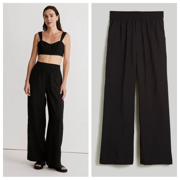 NEW Madewell Black The Carley Wide-Leg Pants Size 2X 23300 - Picture 1 of 16
